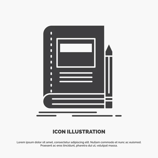 Book Business Education Notebook School Icon Glyph Vector Gray Symbol — Stock Vector