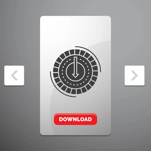 Consumo Costo Spesa Abbassare Ridurre Glyph Icona Carousal Pagination Slider — Vettoriale Stock