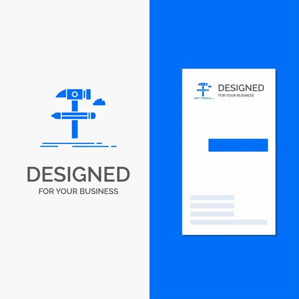 Logotipo Negocio Para Construir Diseñar Desarrollar Herramienta Herramientas Plantilla Vertical — Vector de stock