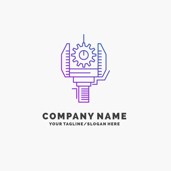Automação Indústria Máquina Produção Robótica Purple Business Logo Template Lugar — Vetor de Stock
