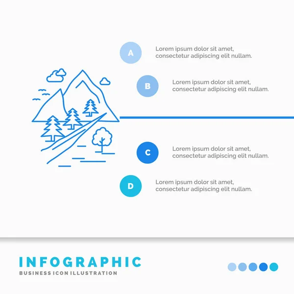 Rocks Tree Hill Mountain Nature Infographics Template Website Presentation Ícone — Vetor de Stock