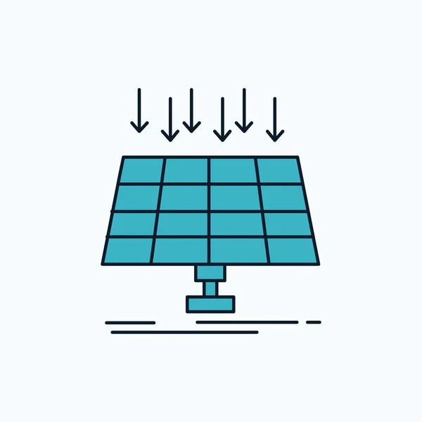 Solar Painel Energia Tecnologia Cidade Inteligente Ícone Plano Sinal Verde — Vetor de Stock