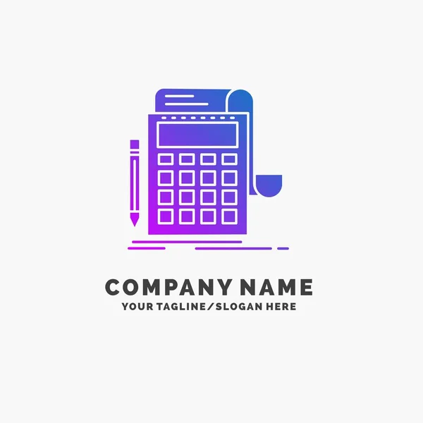 Contabilidade Auditoria Bancário Cálculo Calculadora Purple Business Logo Template Lugar — Vetor de Stock