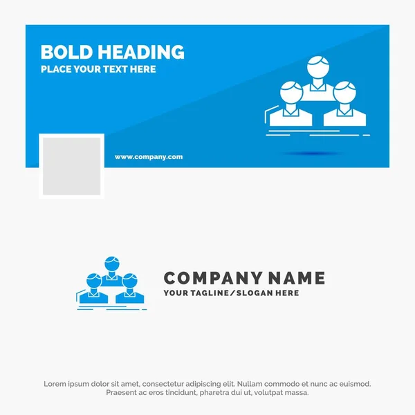 Blauwe Business Logo Template Voor Bedrijf Werknemer Mensen Groep Team — Stockvector