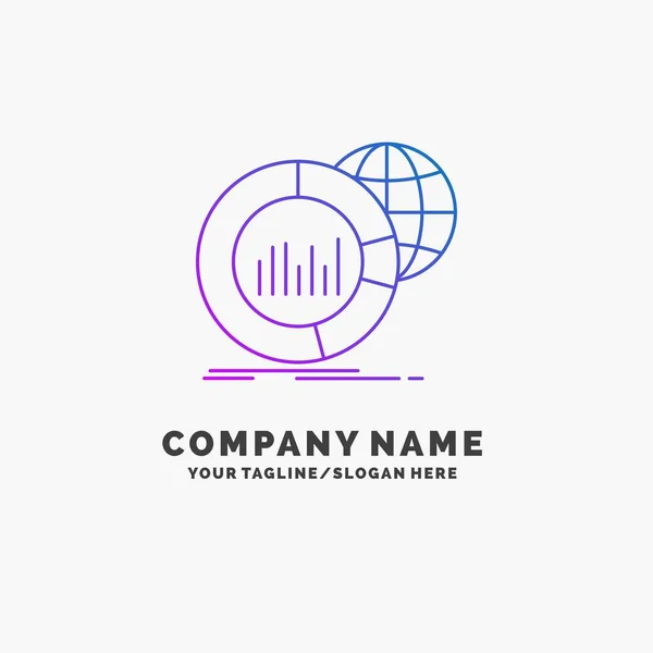 Grote Grafiek Gegevens Wereld Infographic Paarse Business Logo Template Plaats — Stockvector