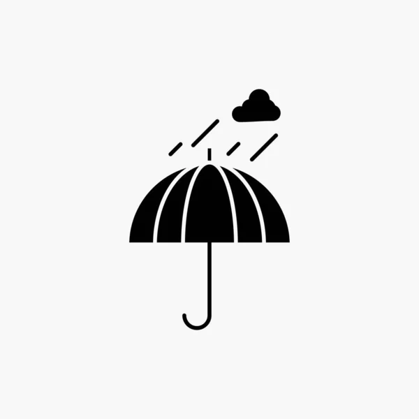 Parasol Camping Deszcz Bezpieczeństwa Pogoda Ikony Glifów Ilustracja Wektorowa Białym — Wektor stockowy
