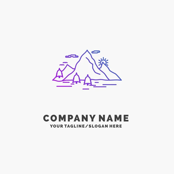 Nature Colline Paysage Montagne Scène Purple Business Logo Modèle Place — Image vectorielle