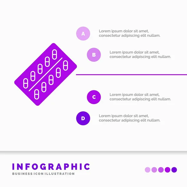 Medicine Pill Drugs Tablet Packet Infographics Template Website Presentation Glyph — Stock Vector