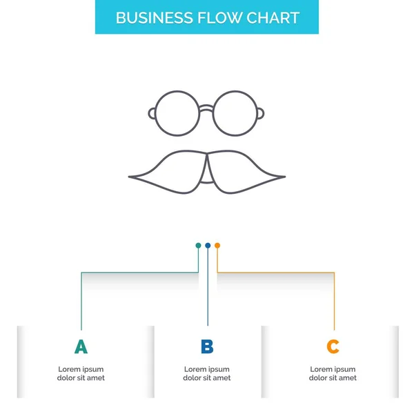 Snor Hipster Movember Brillen Mannen Business Flow Chart Design Met — Stockvector