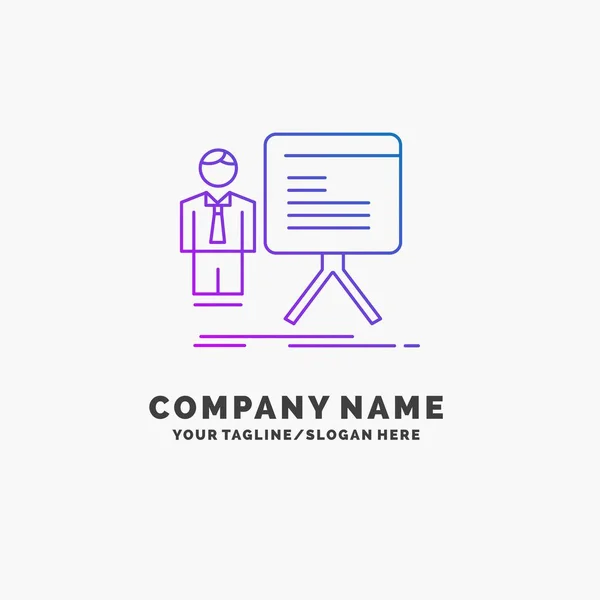 Apresentação Empresário Gráfico Gráfico Progresso Purple Business Logo Template Lugar —  Vetores de Stock