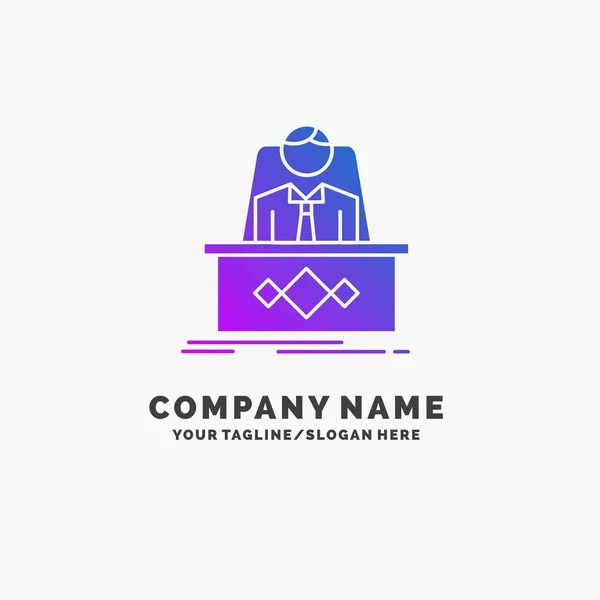 Juego Jefe Leyenda Maestro Ceo Purple Business Logo Template Lugar — Vector de stock