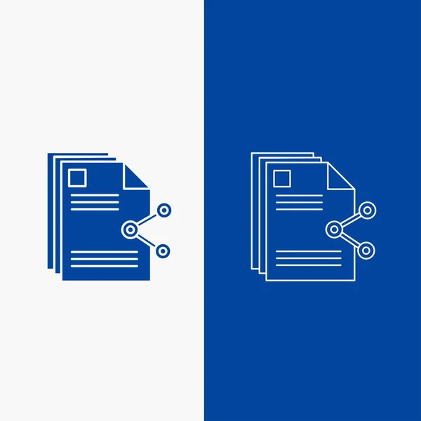 Inhoud Bestanden Delen Delen Document Lijn Glyph Web Knop Blauw — Stockvector