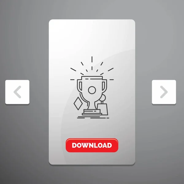 优胜者线图标在卡蒙分选项机设计 红色下载按钮 — 图库矢量图片