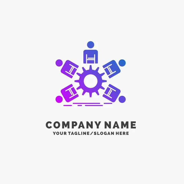 Team Gruppo Leadership Business Lavoro Squadra Purple Business Logo Template — Vettoriale Stock