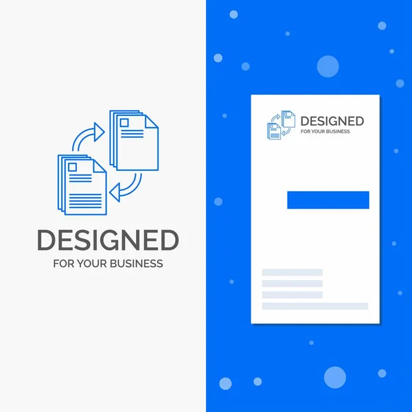 Logo Için Paylaşımı Paylaşmak Dosya Belge Kopyalama Dikey Mavi Kart — Stok Vektör