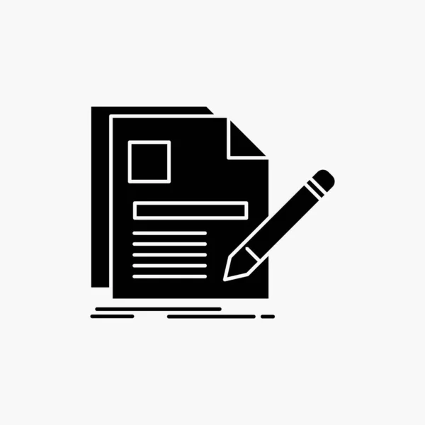 Document Bestand Pagina Pen Glyph Pictogram Vectorillustratie Geïsoleerd — Stockvector