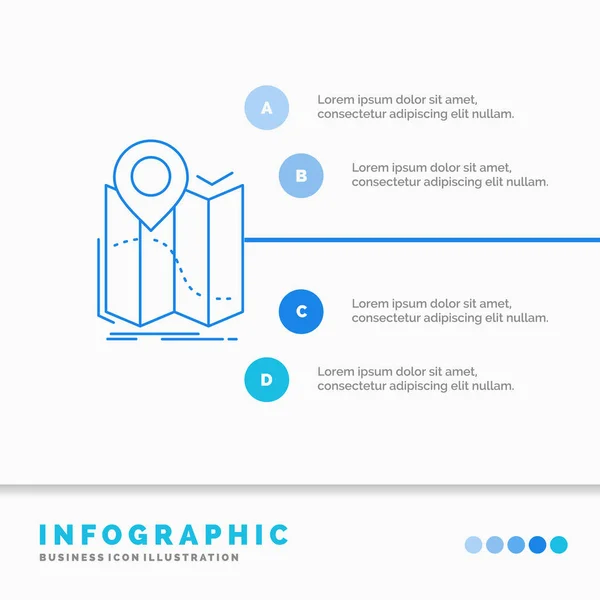 Gps Lokalizacja Mapa Nawigacja Trasa Infografiki Szablon Dla Strony Internetowej — Wektor stockowy