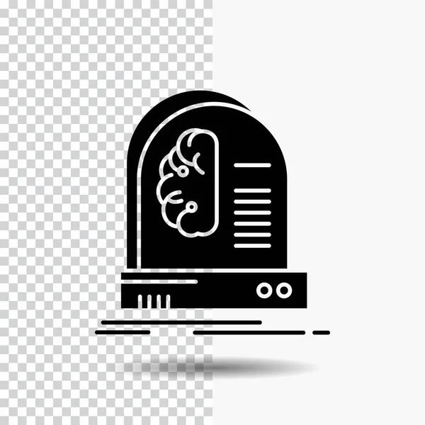Brain Future Intelligence Machine Glyph Icon Transparent Background Black Icon — Stock Vector