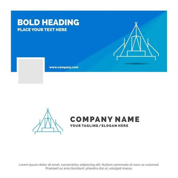 Blue Business Logo Template Tent Camping Camp Campsite Outdoor Facebook — Stock Vector
