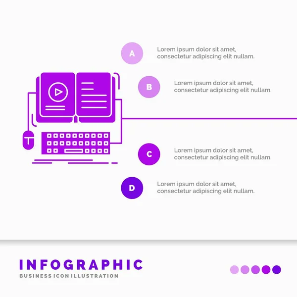 Libro Ebook Interactivo Móvil Video Infografías Plantilla Para Sitio Web — Vector de stock