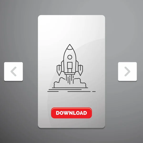 Launch, mission, shuttle, startup, publish Line Icon in Carousal Pagination Slider Design & Red Download Button