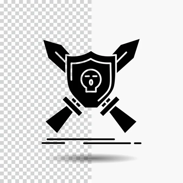 Insignia Emblema Juego Escudo Espadas Glifo Icono Sobre Fondo Transparente — Vector de stock