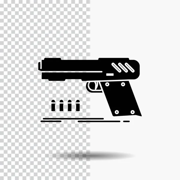 Pistola Pistola Pistola Tiratore Arma Glyph Icon Sfondo Trasparente Icona — Vettoriale Stock