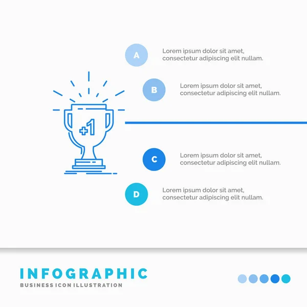 Award Trophy Win Prize First Infographics Template Website Presentation Line — Stock Vector