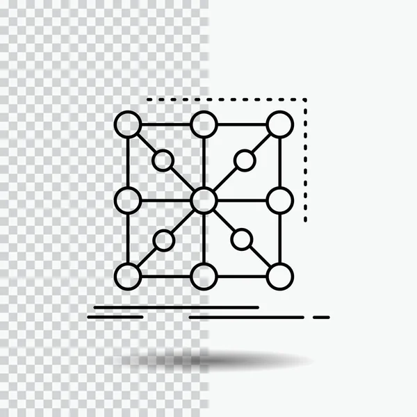 Data Framework App Cluster Complex Line Icon Transparent Background Black — 图库矢量图片