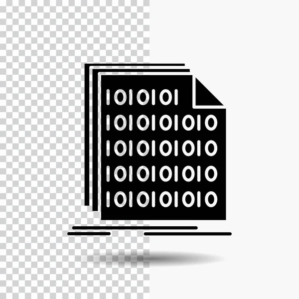 Δυαδική Κώδικα Κωδικοποίηση Δεδομένων Έγγραφο Εικονίδιο Γλύφου Διαφανές Φόντο Μαύρο — Διανυσματικό Αρχείο