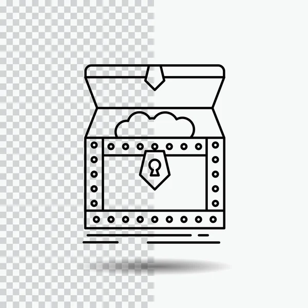 Box Truhe Gold Belohnung Schatzzeilen Symbol Auf Transparentem Hintergrund Abbildung — Stockvektor