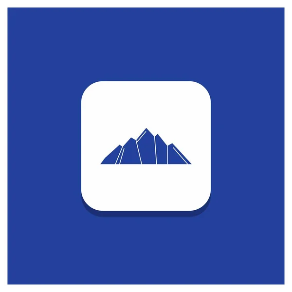 Botón Redondo Azul Para Colina Paisaje Naturaleza Montaña Escena Icono — Vector de stock