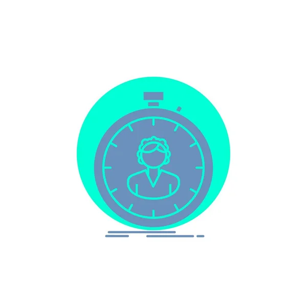 Snel Snelheid Stopwatch Timer Meisje Glyph Pictogram — Stockvector