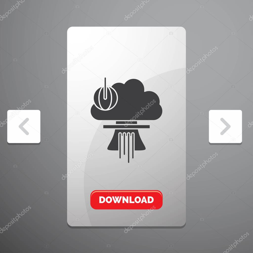 Bomb, explosion, nuclear, special, war Glyph Icon in Carousal Pagination Slider Design & Red Download Button