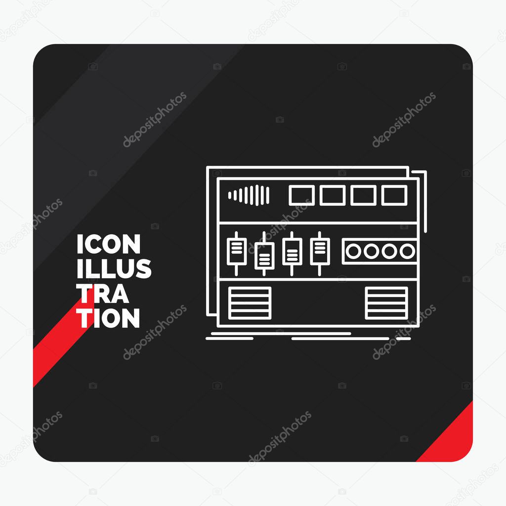 Red and Black Creative presentation Background for Audio, mastering, module, rackmount, sound Line Icon