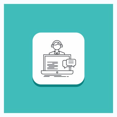 Yuvarlak düğmesi için destek, sohbet, müşteri, servis, satırı simgesi turkuaz arka plan yardım