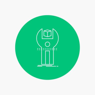 SDK, App, geliştirme, kit, beyaz satırı simgesi daire arka planda programlama. vektör simge tasarlamak