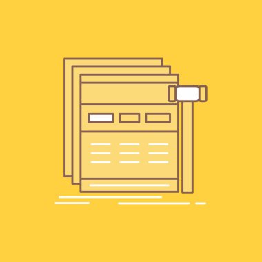 Internet, sayfa, web, Web sayfası, tel kafes düz çizgi dolu kutsal kişilerin resmi. Güzel Logo düğme UI ve Ux, Web veya mobil uygulama için sarı arka plan üzerinde