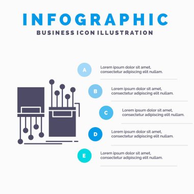 Dijital, fiber, elektronik, lane, kablo Infographics şablon web sitesi ve sunum için. Glif gri mavi Infographic stil vektör çizim simgesiyle.