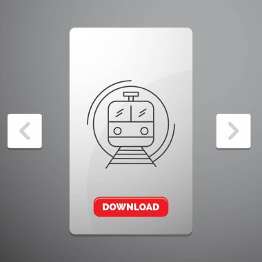 Metro, tren, zeki, genel, rekreasyon Pagination Slider tasarımı ve kırmızı Download düğme çizgisi simgesinde taşıma