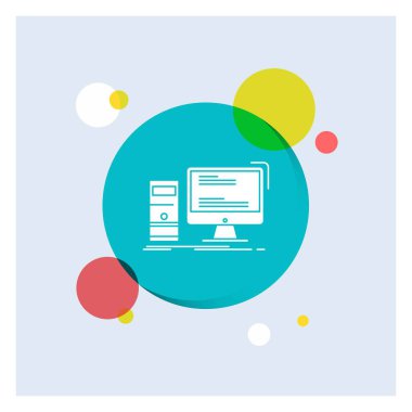 Bilgisayar, Masaüstü, oyun, pc, kişisel beyaz glif simgesi renkli daire arka plan