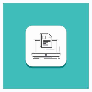 Düğme için hesap, Laptop, rapor, baskı, yuvarlak özgeçmiş satırı simgesi turkuaz arka plan