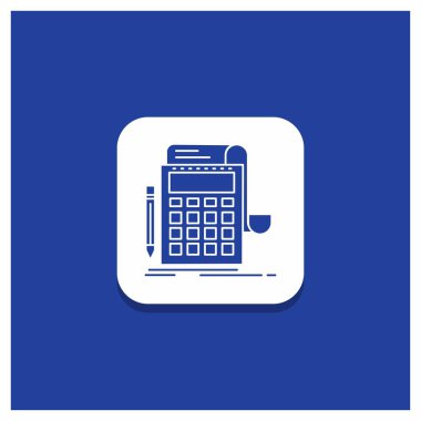 Muhasebe, denetim, bankacılık, hesaplama, hesap makinesi simge simge için mavi yuvarlak düğmesi