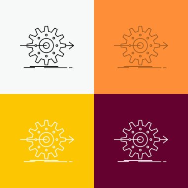 performans, ilerleme, iş, ayar, simgesi üzerinde çeşitli arka plan dişli. Çizgi stili tasarım, Web ve uygulama Eps 10 vektör çizim için tasarlanmış