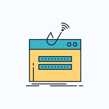 dolandırıcılık, internet, oturum açma, parola, hırsızlık düz simgesi. yeşil ve sarı işaret ve sembolleri Web sitesi ve mobil appliation için. vektör çizim