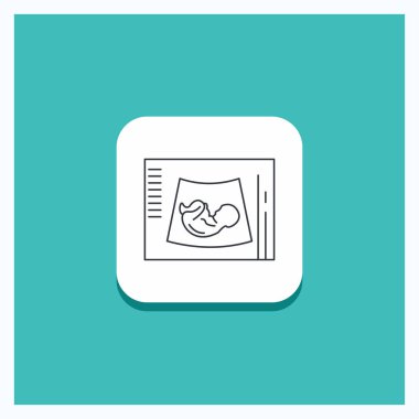 Düğme için annelik, gebelik, ultrason, Bebek, yuvarlak ultrason satırı simgesi turkuaz arka plan