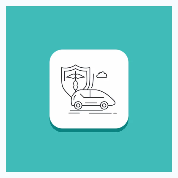 圆形按钮的汽车 安全线图标绿松石背景 — 图库矢量图片