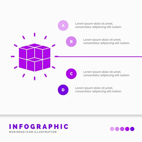 Box Labyrinth Puzzle Solution Cube Infographics Template Website Presentation Glyph — Stock Vector