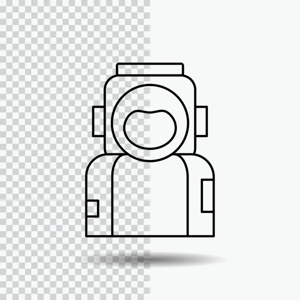 宇航员 太空人 透明背景上的西装线图标 黑色图标矢量插图 — 图库矢量图片