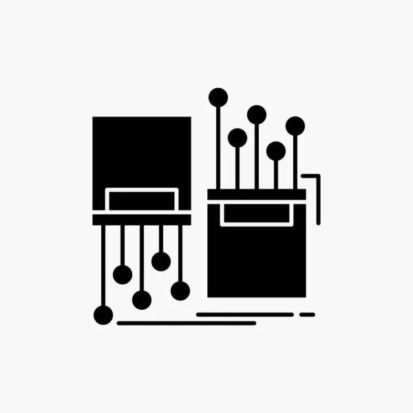 Digitale Vezel Elektronische Lane Kabel Glyph Pictogram Vectorillustratie Geïsoleerd — Stockvector